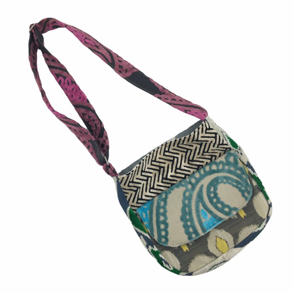 Lola Blue Upholstery Fabric Boutique Crossbody Bag